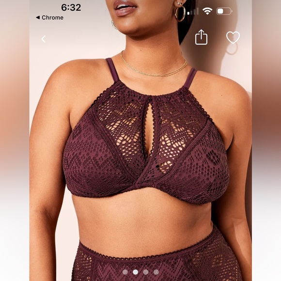 Adore Me Lianne Contour plus size bikini top, high neck top 4X crochet lined - Picture 2 of 6